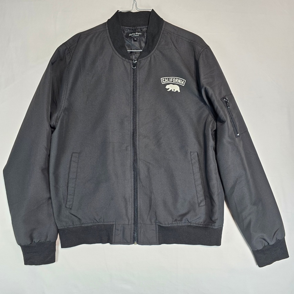 Eighty Eight Platinum California Bear Bomber Jacket Mens Medium Black Full Zip